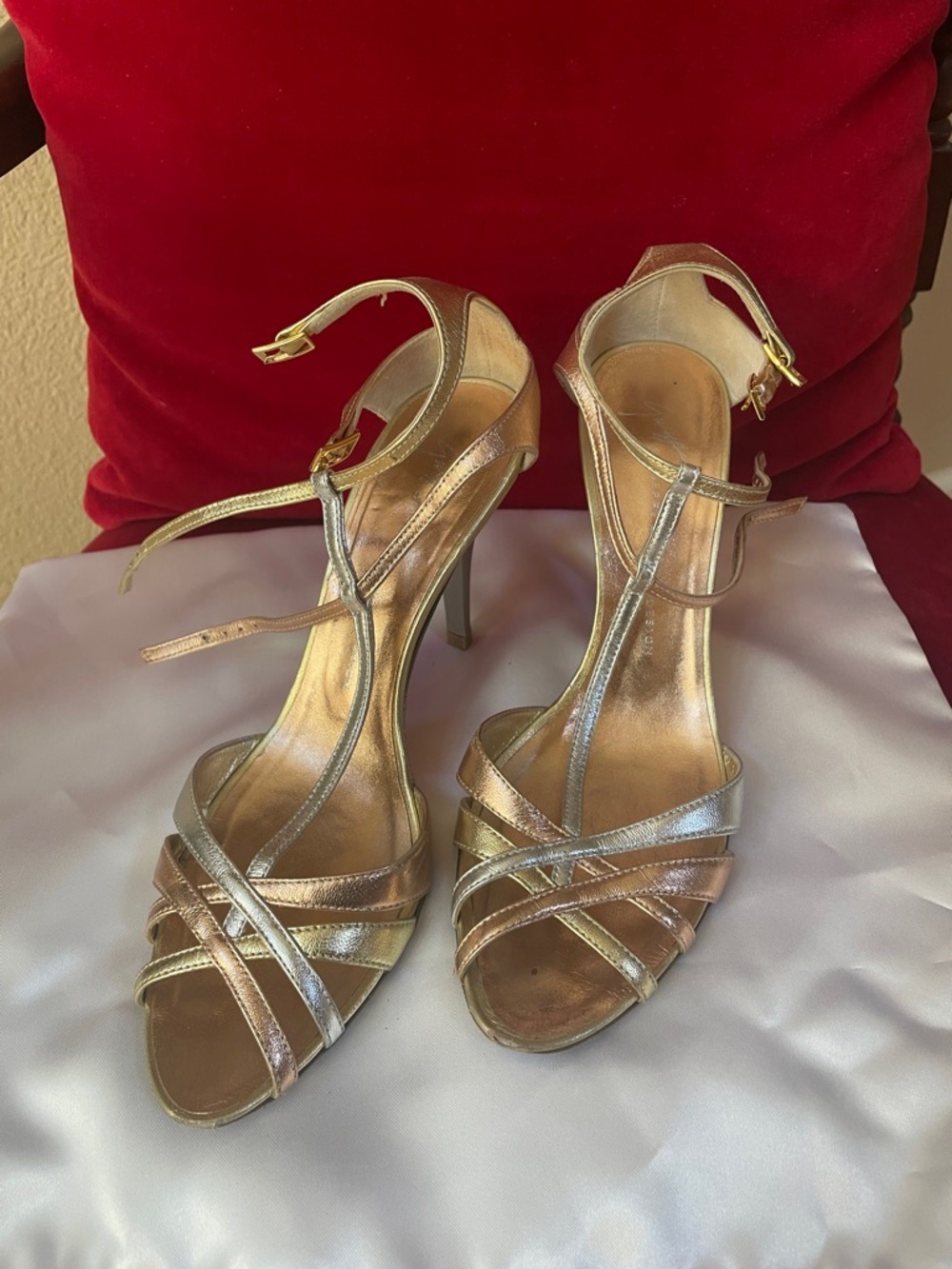 Giuseppe  Metallic Strappy High Heel Sandals - Gold/Silver/rose gold
